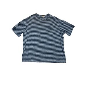 Peter Millar Shirt Mens XXL‎ Blue White Striped Cotton Short Sleeve Tee